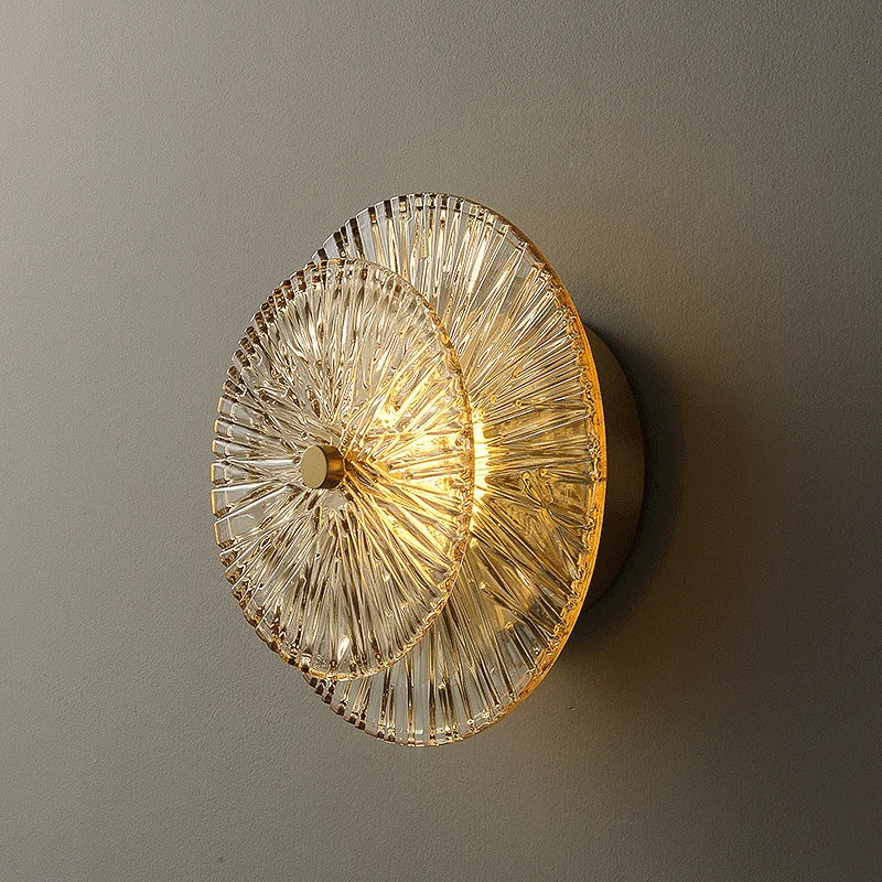 Contemporary Glass Wall Light - Diameter 13.7 inches Glass, Bathroom Wall Sconce