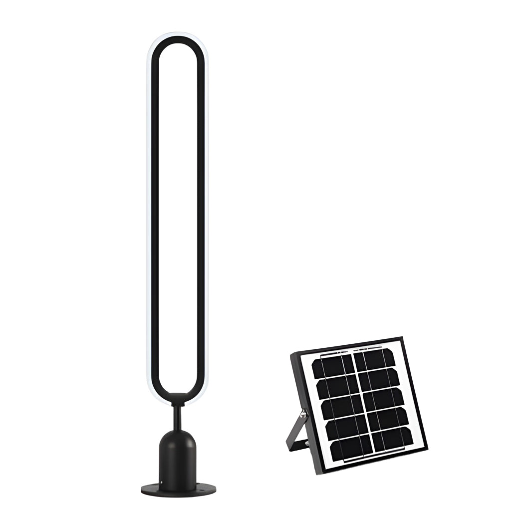 Clean-Lined Long Oval Ring Led Waterproof Black Contemporary Solar Lights Exterior, Outdoor Wall Light, detail 12