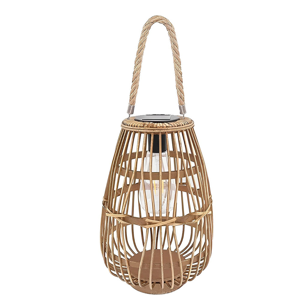 Portable Bamboo Rattan Waterproof LED Wood Retro Solar Exterior Lanterns, Outdoor Wall Light, detail 6