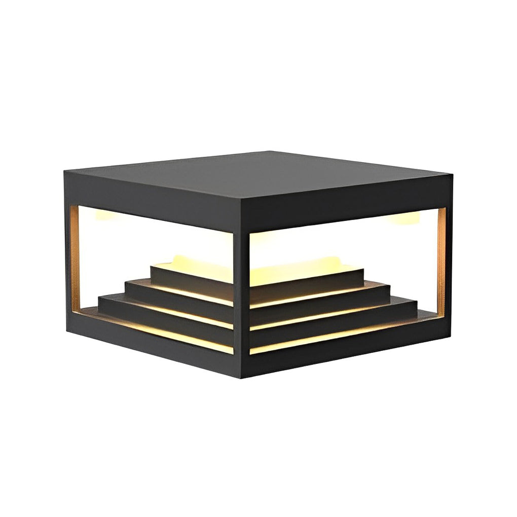 Square Steps Creative Waterproof LED Black Contemporary Solar Post Caps Lights, Outdoor Wall Light, detail 8