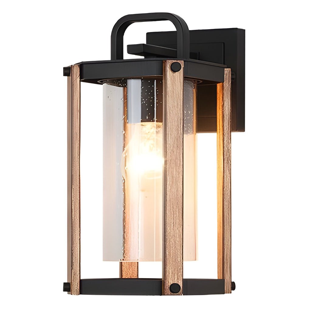 Lantern Shaped Waterproof Glass Black Industrial Exterior Wall Light Lighting, Outdoor Wall Light, detail 8
