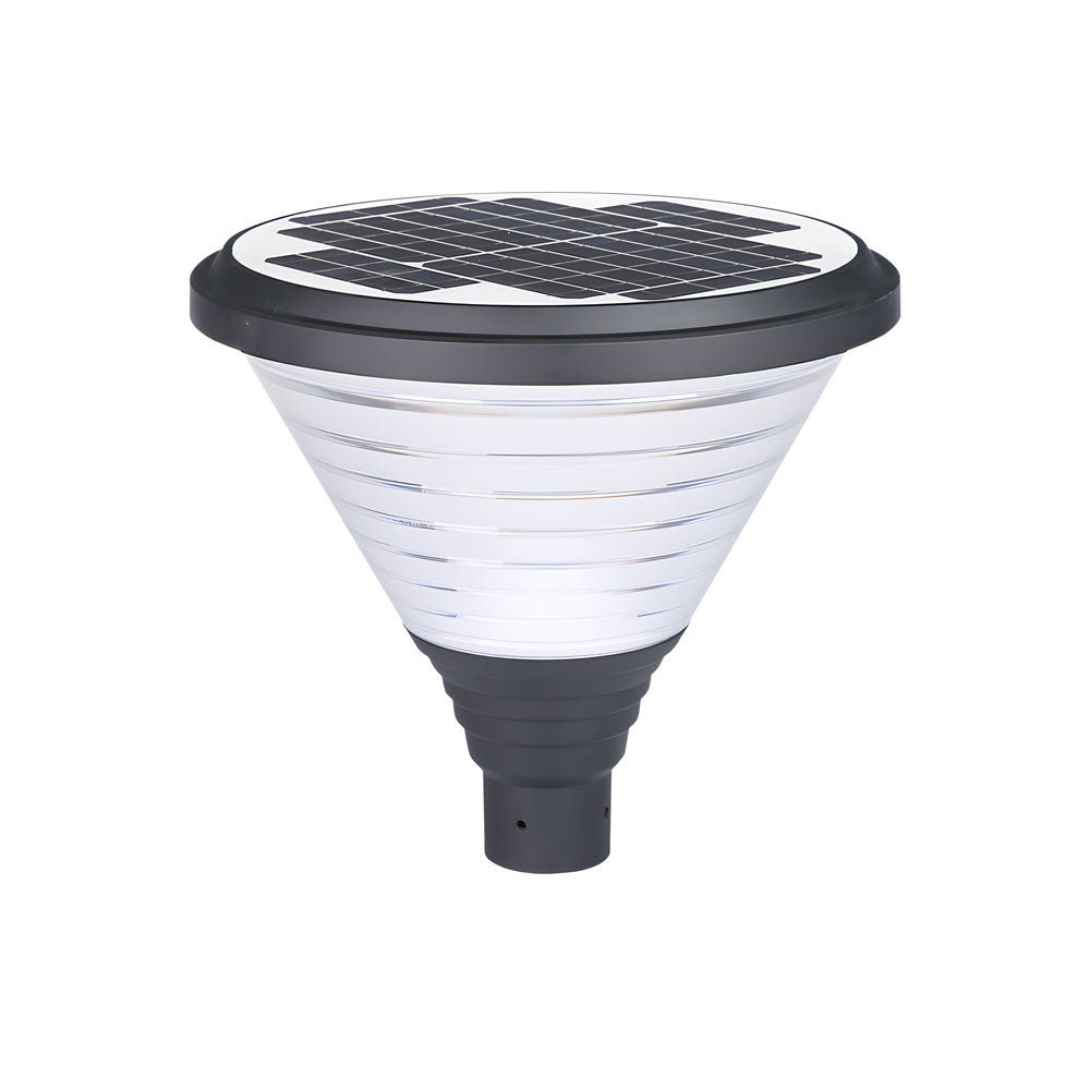 1-Light Circular Solar LED Exterior Lamp Post in Black, Outdoor Wall Light, detail 10