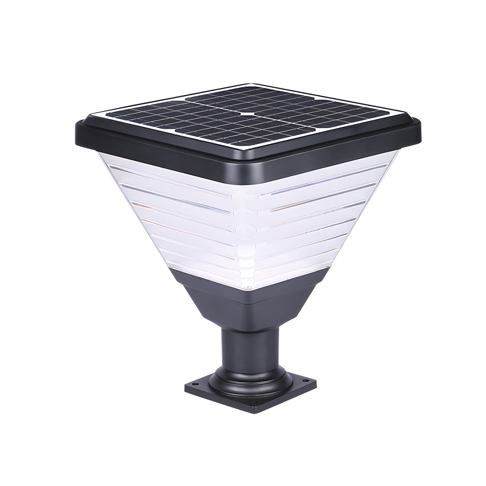 Modern 17.9-Inch Black Square Solar LED Pier Mount Post Light, Outdoor Wall Light, detail 7