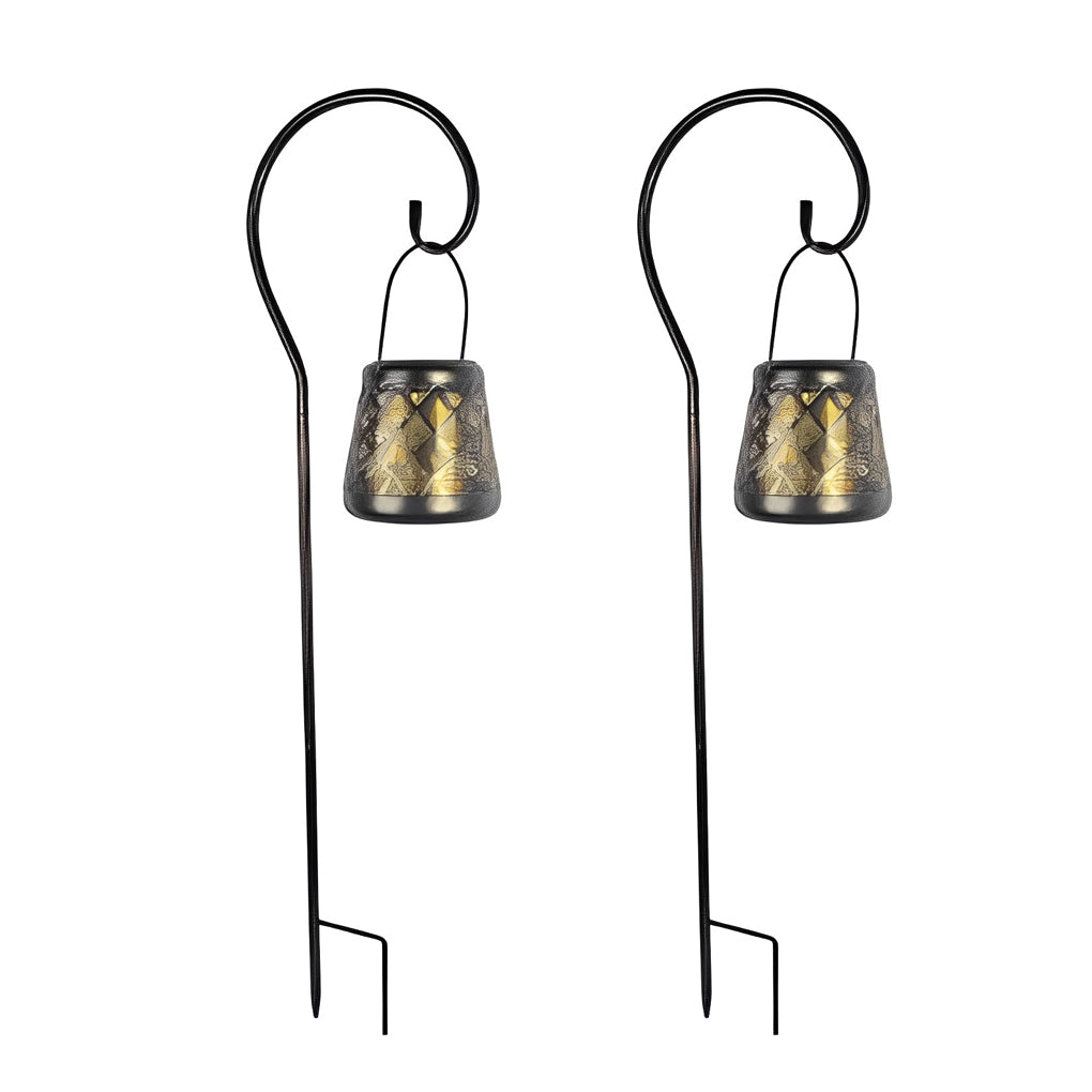 2PCS Iron Kettle Hollow Projection LED Portable Retro Solar Lanterns, Outdoor Wall Light, detail 6