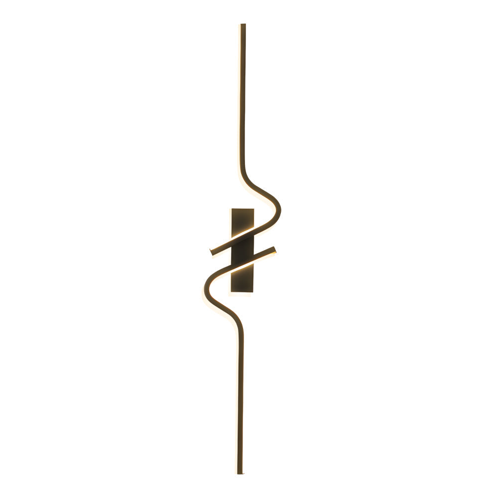 Clean-Lined Long Wave Aluminum Black Decorative LED Wall Light, Hardwired Wall Sconce, detail 6