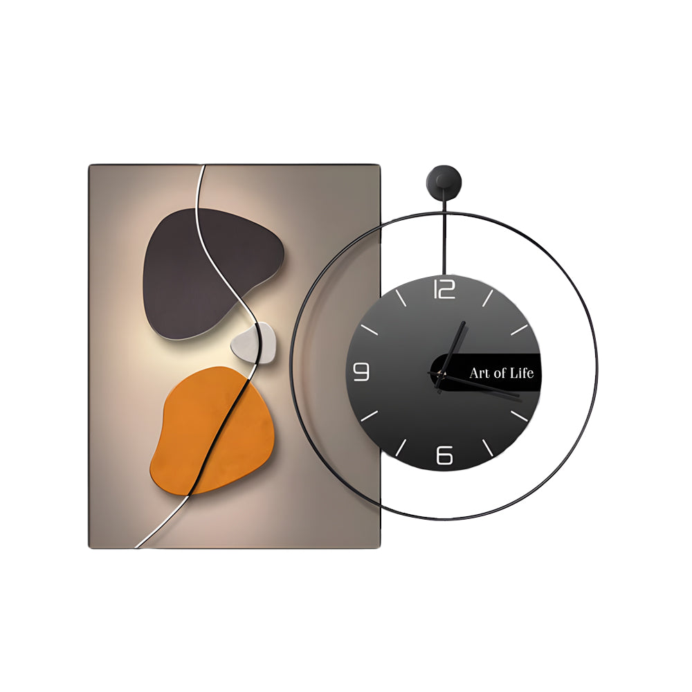 Glass Geometric Silent Wall Clock Canvas Painting Wall Art Decor, Plug-In Wall Sconce, detail 10