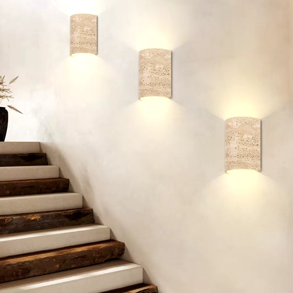 Natural Travertine Art Deco Wall Light, Bedroom Wall Sconce, detail 2