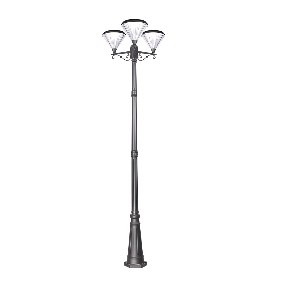 102-Inch Black Exterior Street Light with 3-Light Post Lamp and Pole, Outdoor Wall Light, detail 7