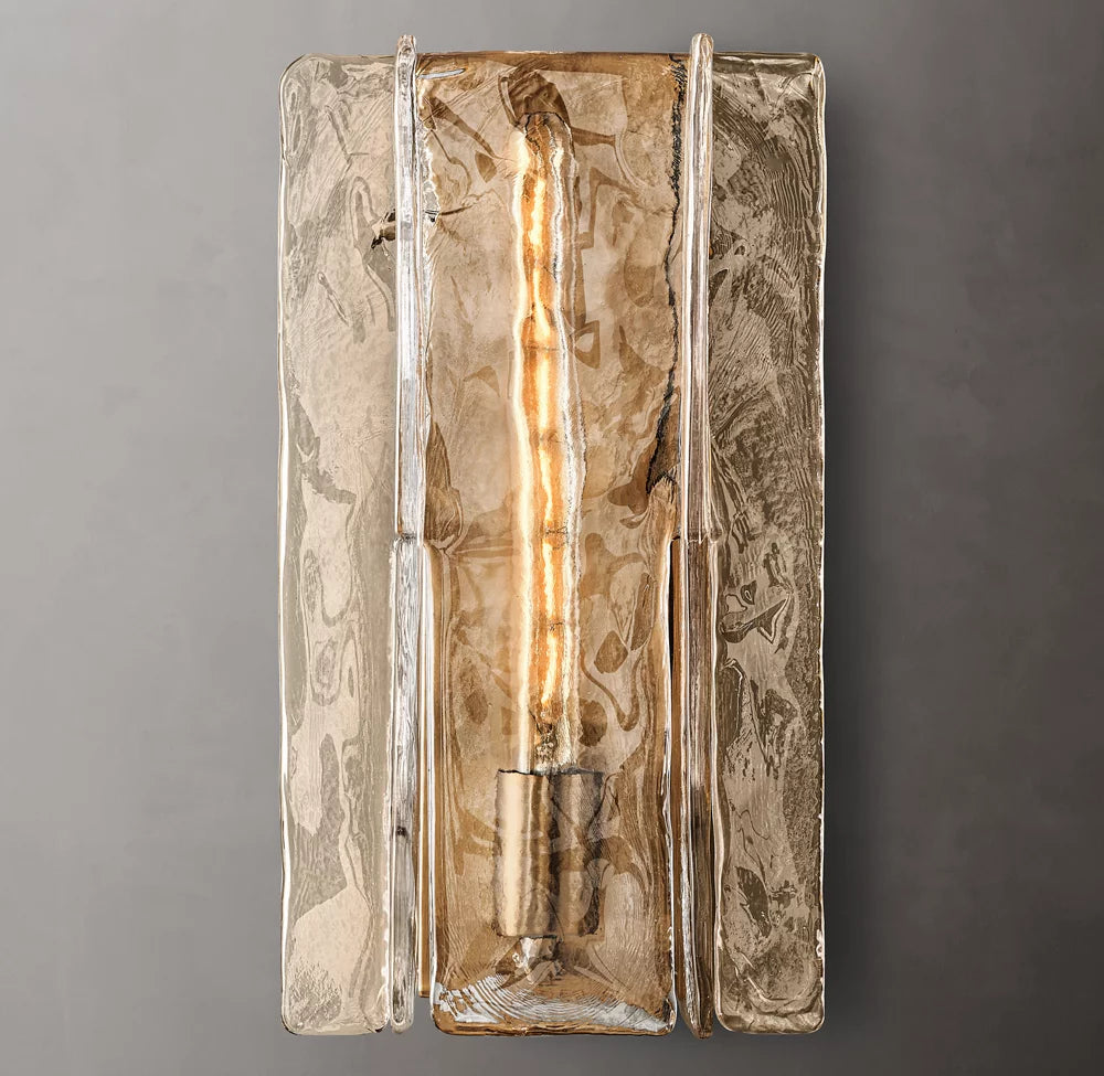 Lattice Smoke Glass Wall Light 15", Bedroom Wall Sconce, detail 4
