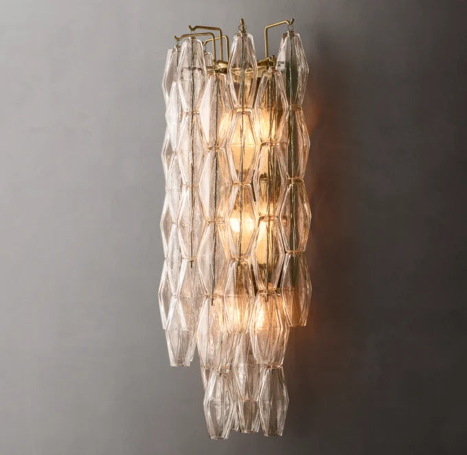Chiara Clear Glass Grand Wall Light, Bedroom Wall Sconce, detail 8
