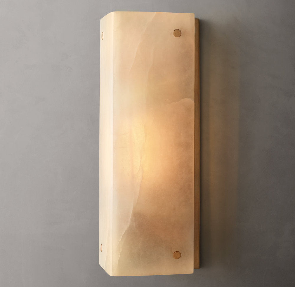 Reynard Alabaster Wall Light, Bathroom Wall Sconce, Dimensions Overall: 5"