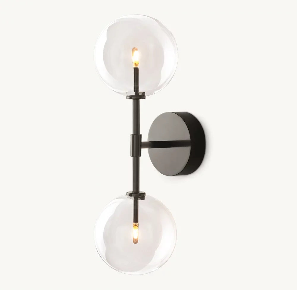 Glass Globe Linear Wall Light, Bathroom Wall Sconce, detail 11
