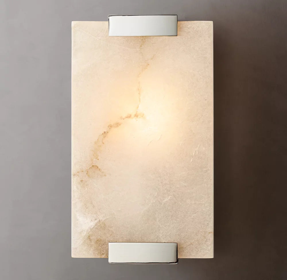Hand-Carved Alabaster Wall Light, Bathroom Wall Sconce, detail 15