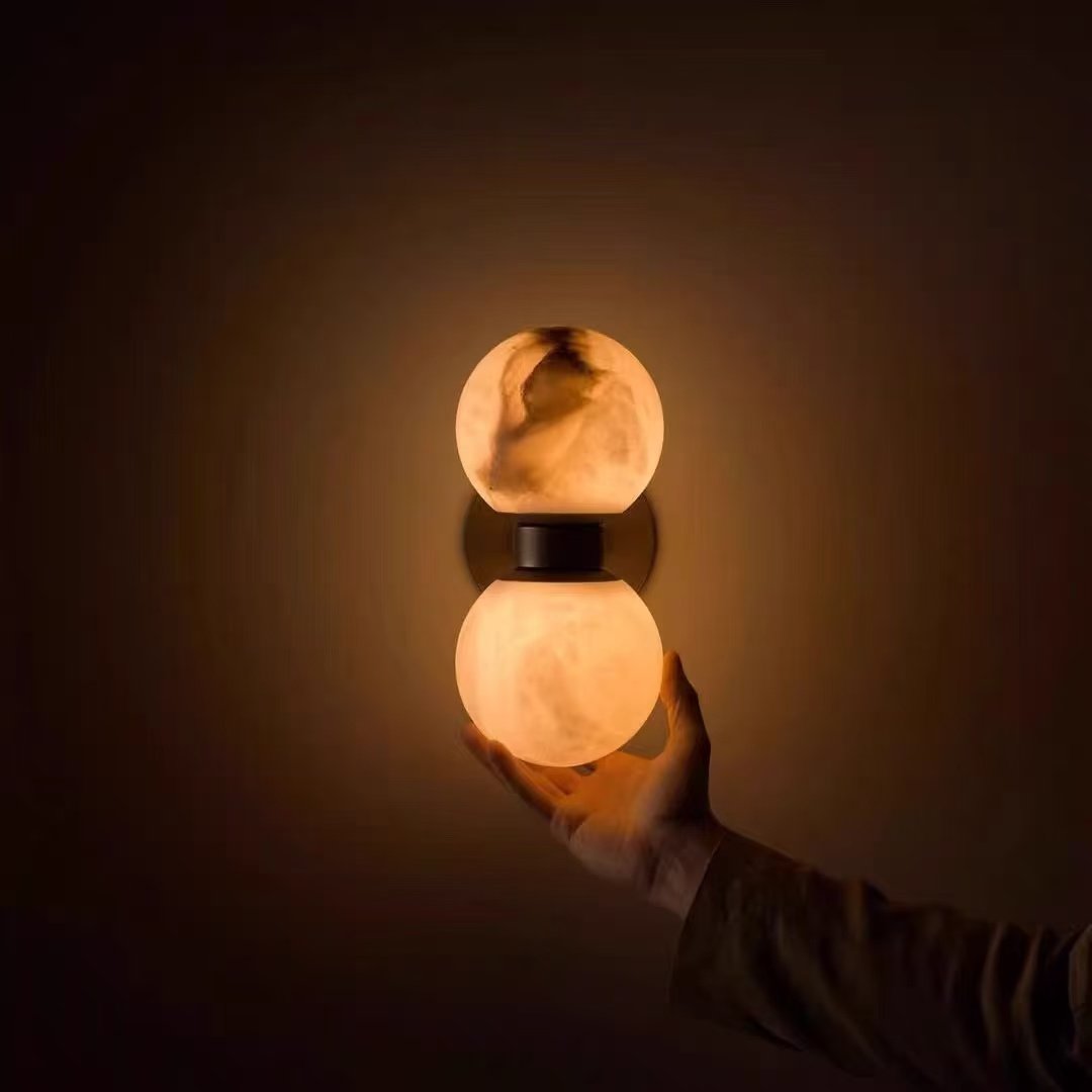Alabaster Celestia Orb Wall Light, Hardwired Wall Sconce, detail 4