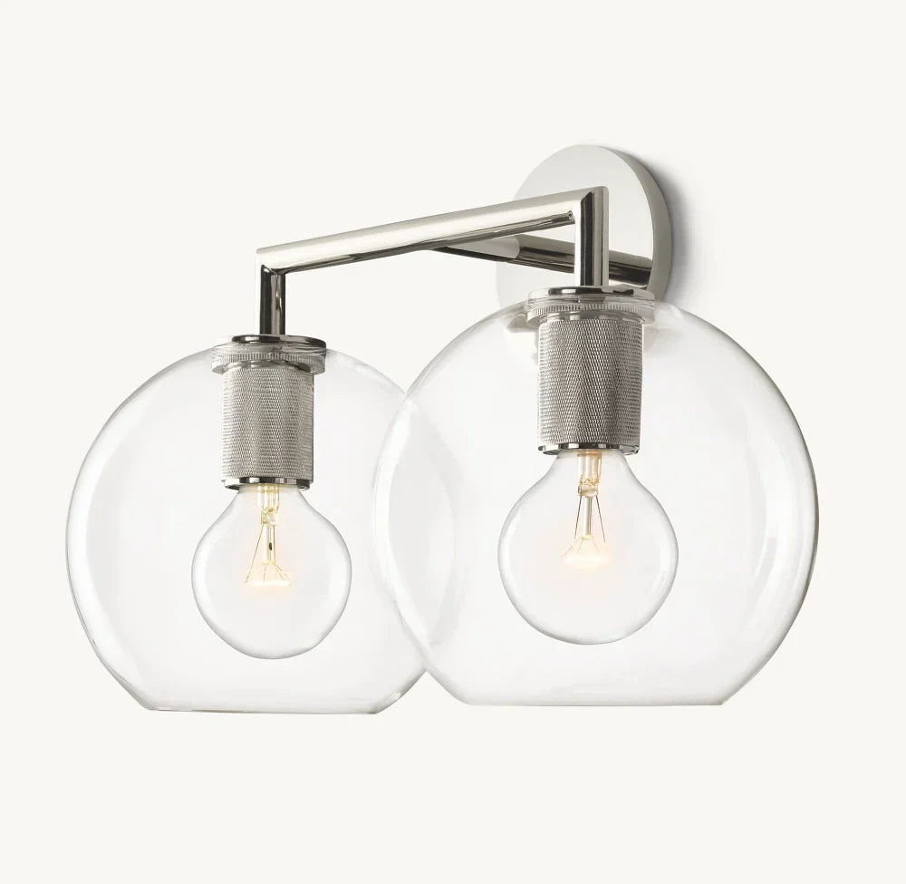Utilitaire Globe Shade Double Wall Light, Bathroom Wall Sconce, detail 15