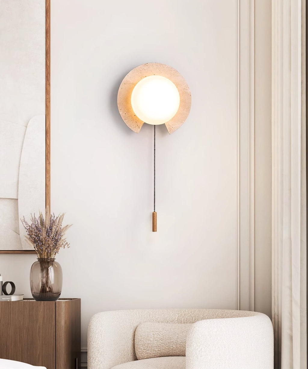 Solclip Travertine Wall Light, Hardwired Wall Sconce, detail 2