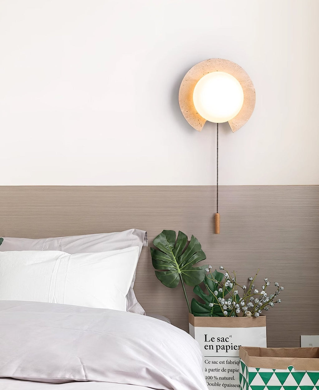 Solclip Travertine Wall Light, Hardwired Wall Sconce, detail 3