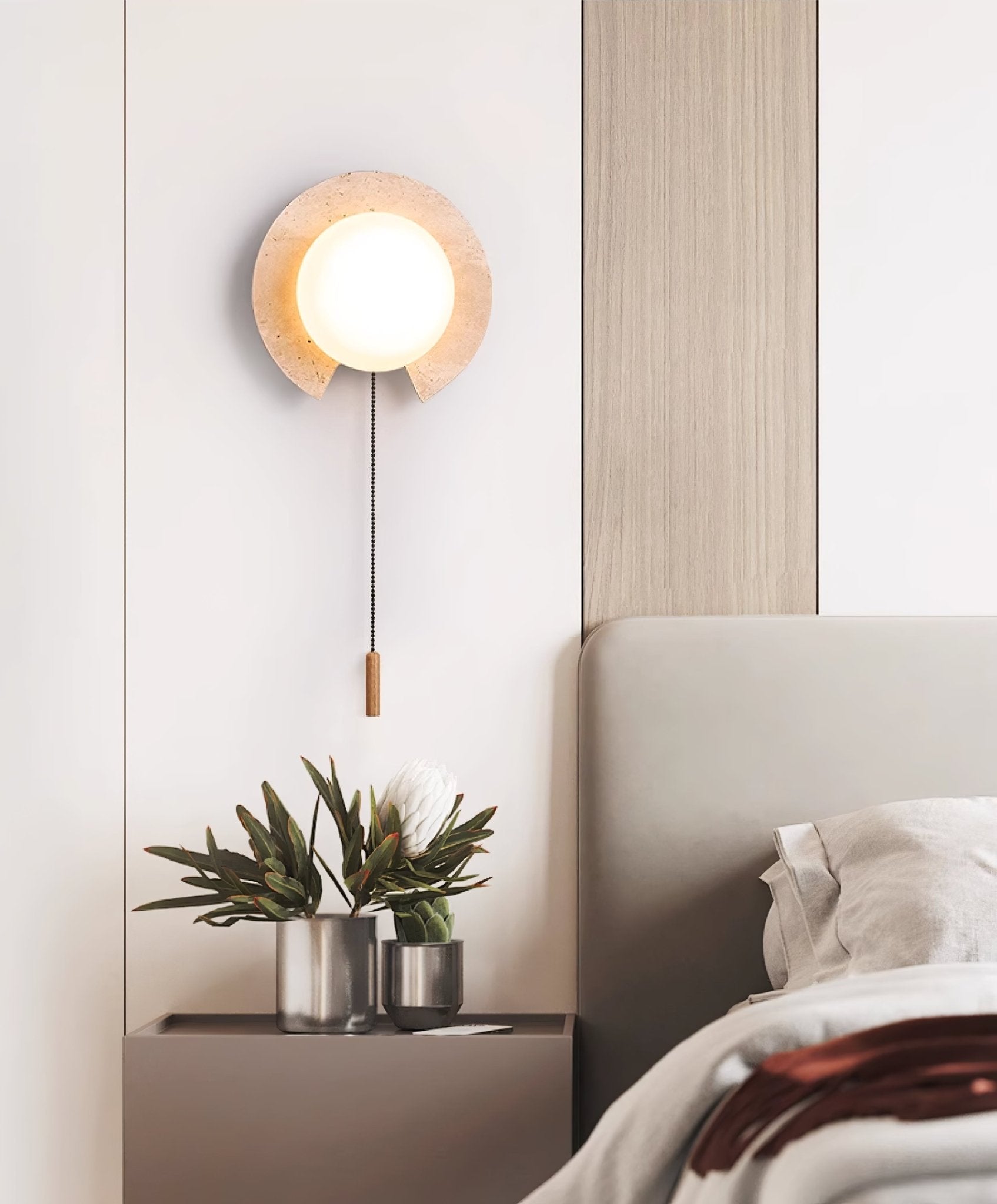 Solclip Travertine Wall Light, Hardwired Wall Sconce, detail 4