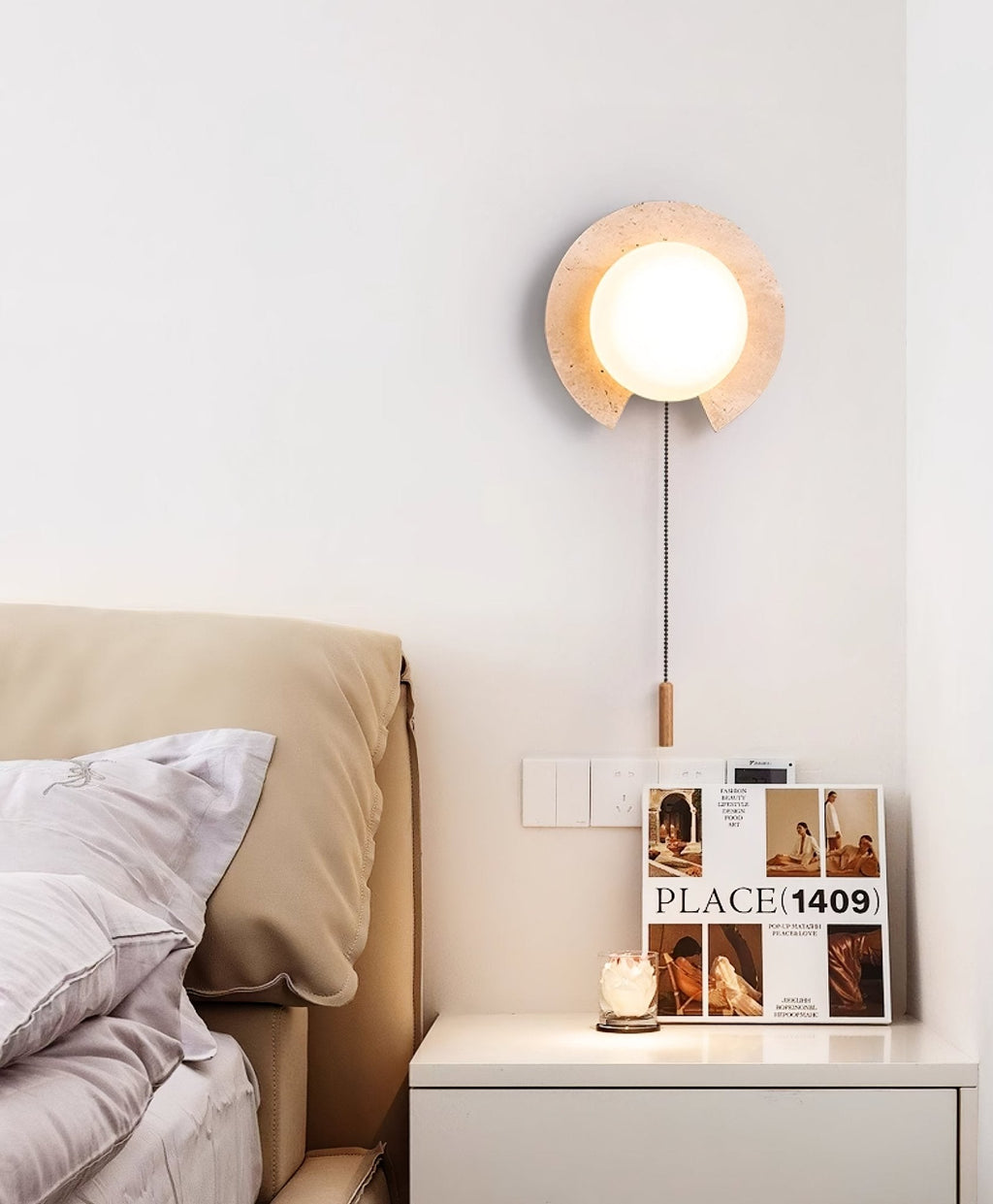 Solclip Travertine Wall Light, Hardwired Wall Sconce, detail 6