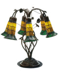 Pond Lily Amber And Green 19 Inch 6-Light 19.00" Antique Table Lamp front view