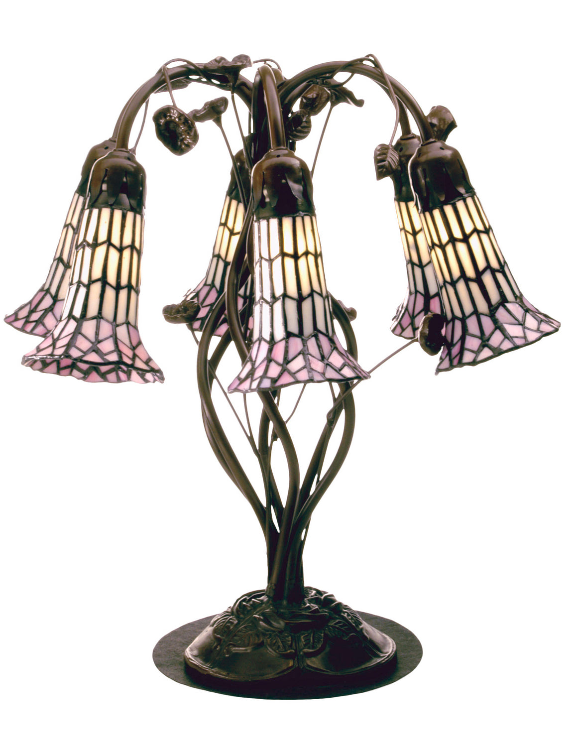 Pond Lily White And Pink 19 Inch 6-Light 19.00" Antique Table Lamp front view