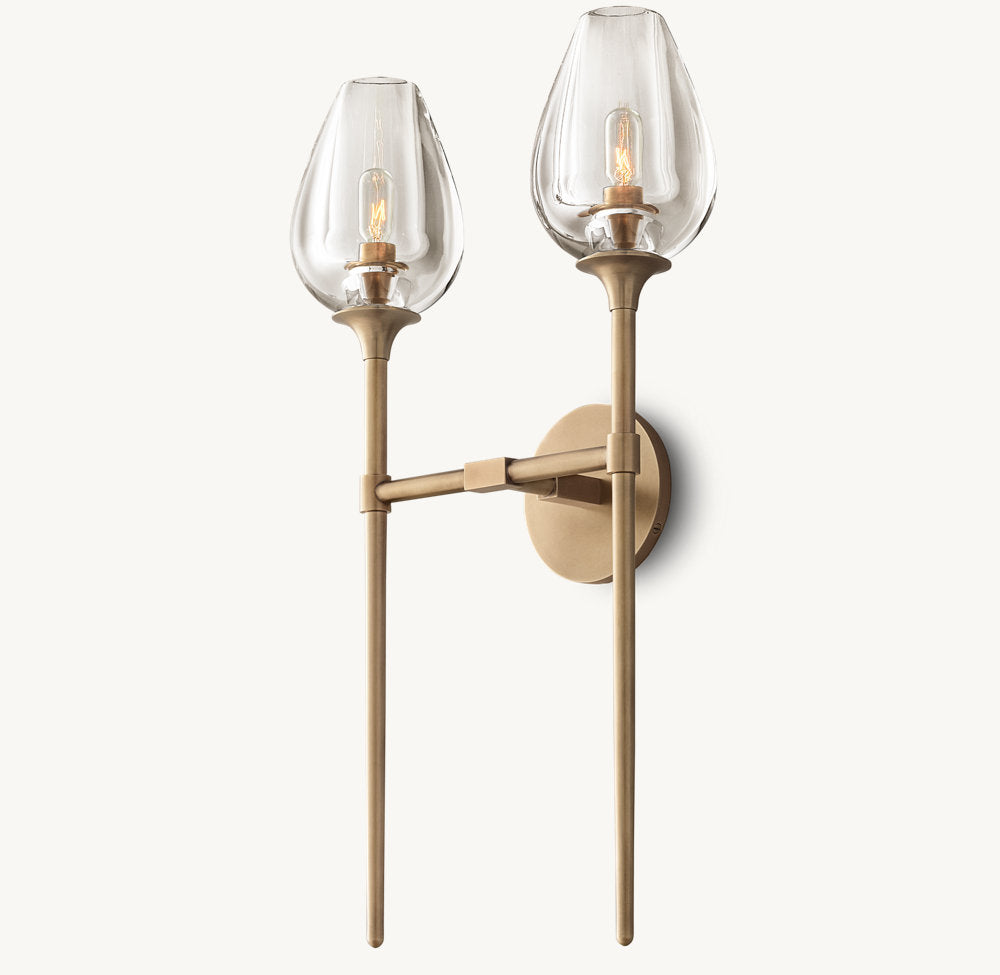 Tulip Double Wall Light, Bathroom Wall Sconce, detail 6