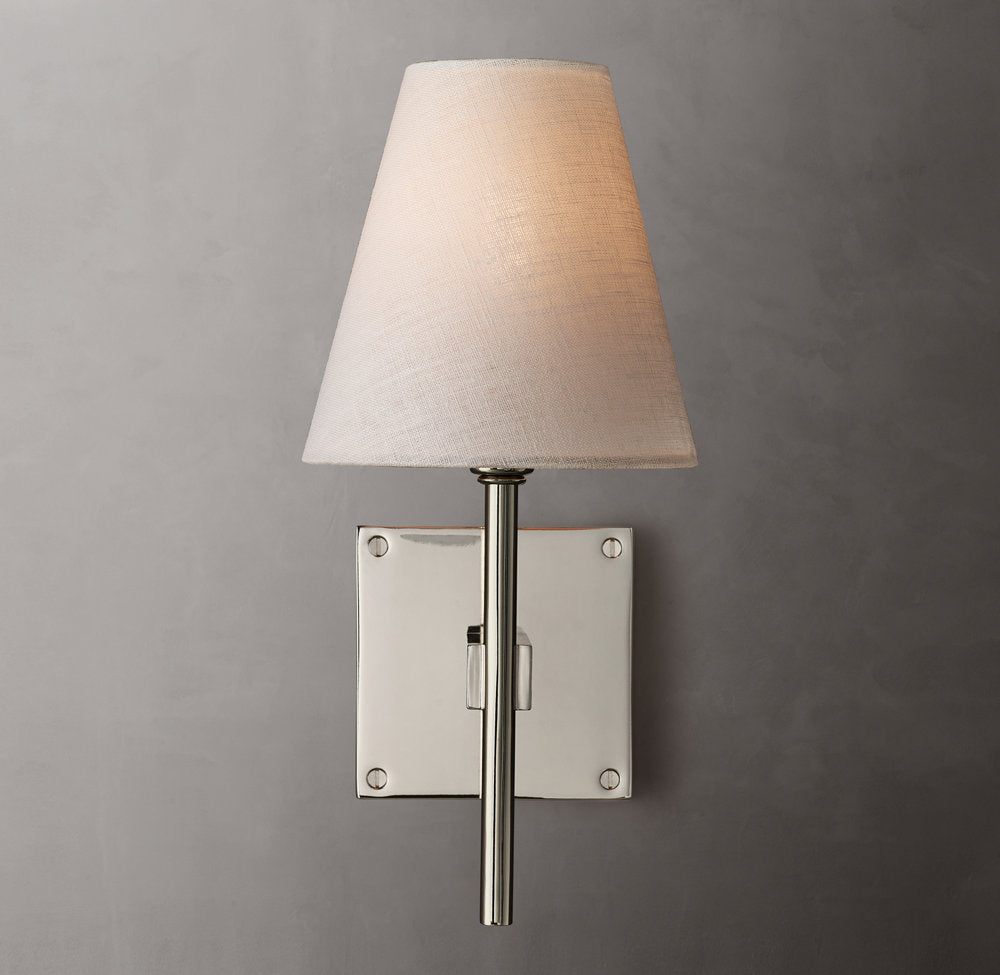 Fulham Linen Shade Wall Light, Bathroom Wall Sconce, detail 11