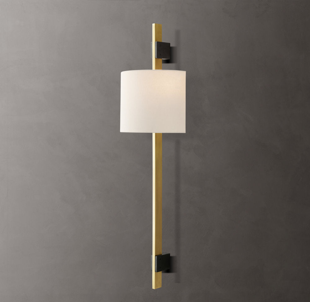 Vela Box Bar Sconce - Circular Shade, Bedroom Wall Sconce, Dimensions Rectangular Bar: