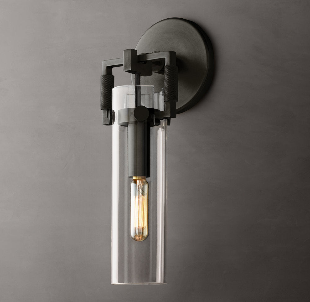 Machinist Glass Cylinder Wall Light 9", Bathroom Wall Sconce, detail 3