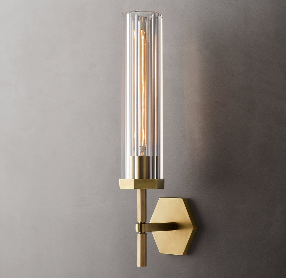 Lambeth Hexagonal Grand Wall Light, Bathroom Wall Sconce, 5"W x 5"D