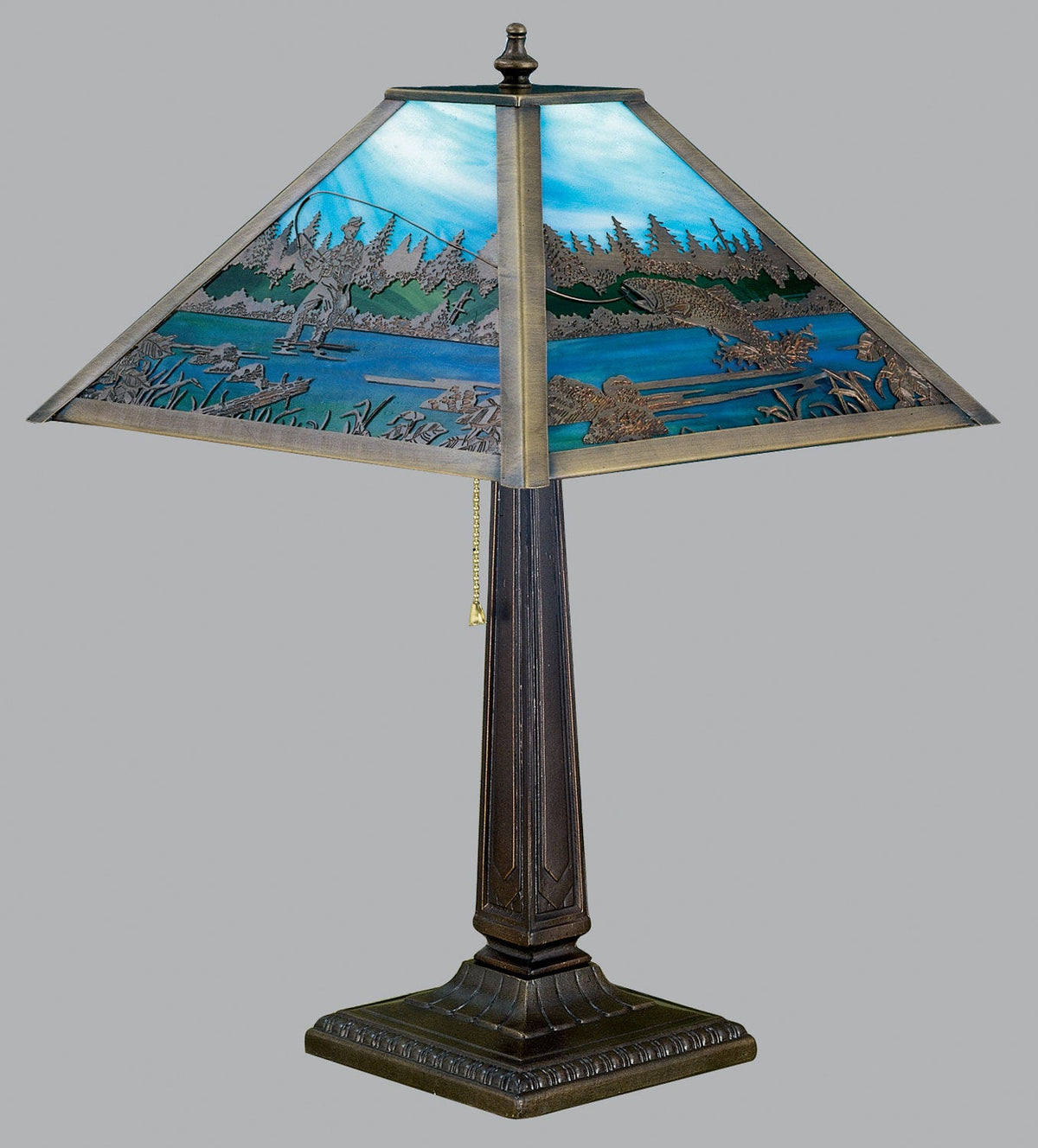 Fly Fishing Creek 21 Inch 1-Light 21.50" Craftsman Brown Table Lamp front view