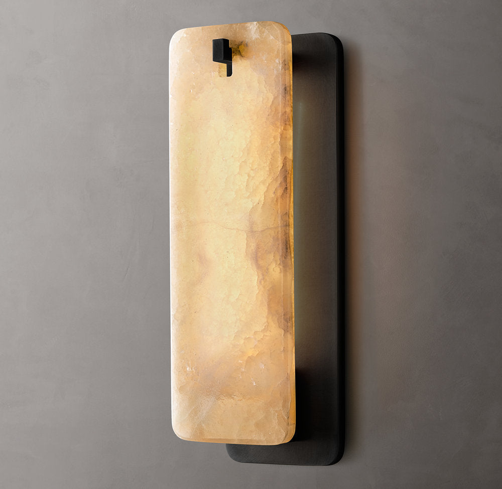 Calamette Onyx Wall Light, Bathroom Wall Sconce, Dimensions 12"