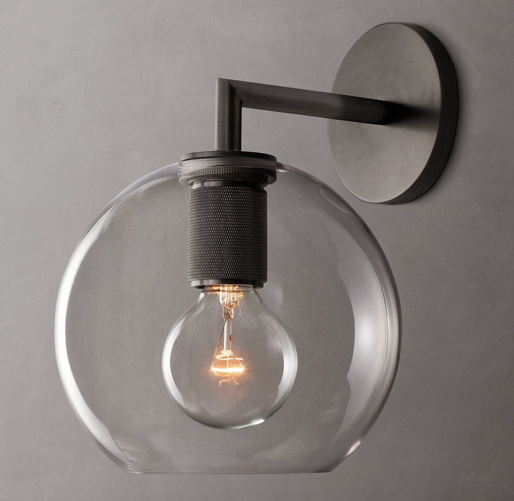 Utilitaire Globe Shade Wall Light, Bathroom Wall Sconce, detail 3
