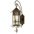12" Wide 3 Light Lantern Wall Light with Seedy Glass Shade, Bedroom Wall Sconce, Dimensions: Height: 34.5"