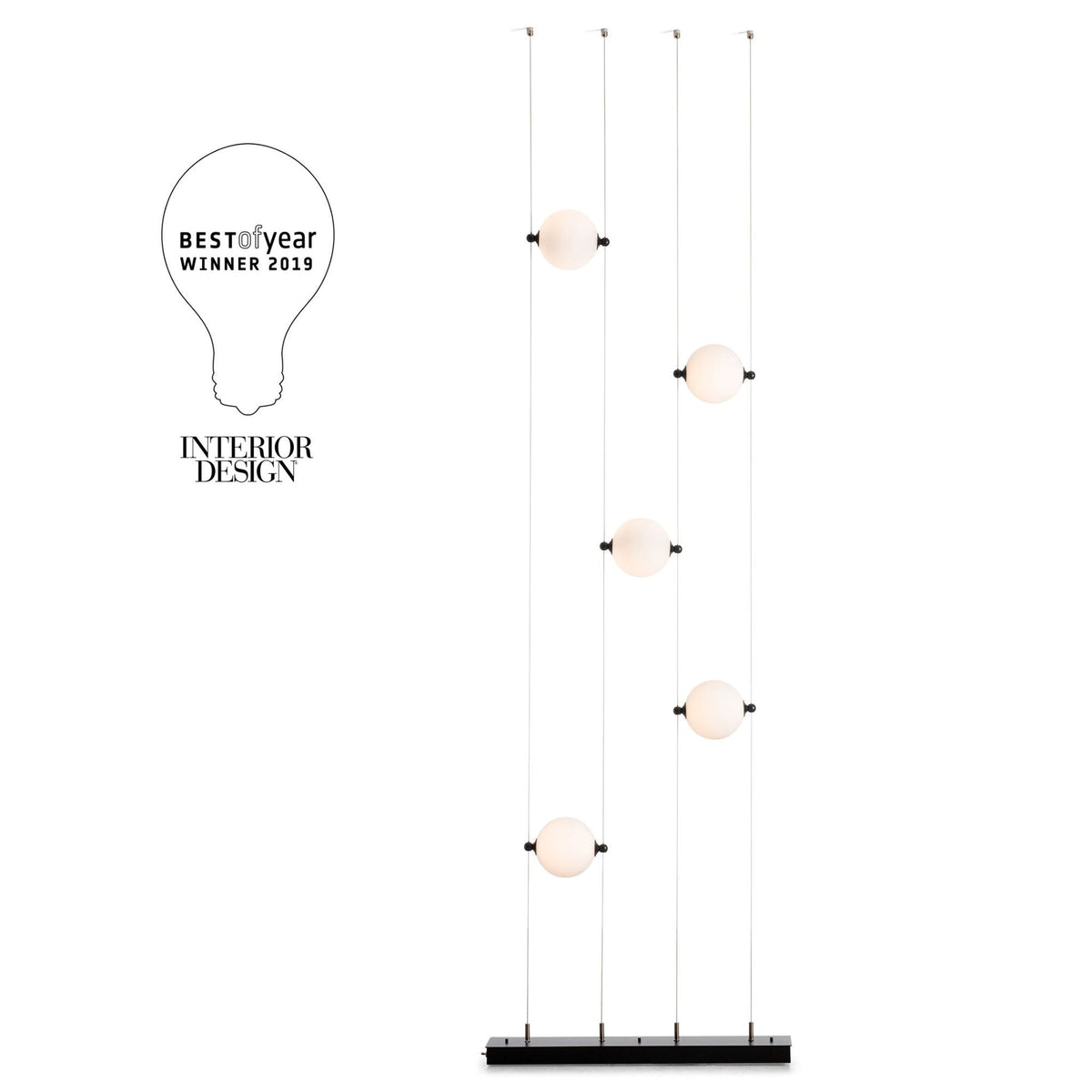 Abacus 5-Light Floor to Ceiling Plug-In LED Lamp LED Opal Glass (GG) in Black, Plug-In Wall Sconce, 4.5" x 27.5"