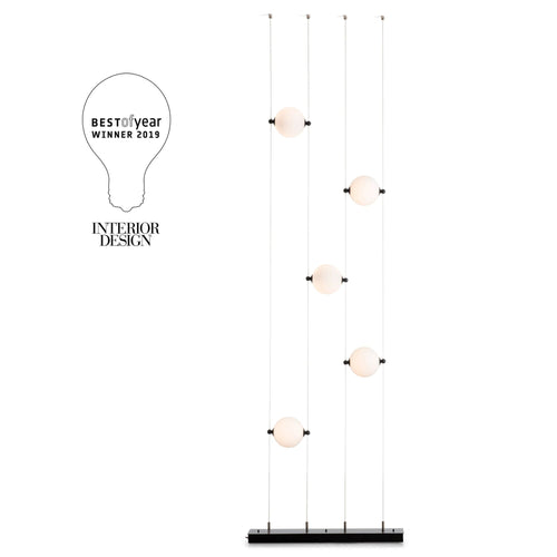 Abacus 5-Light Floor to Ceiling Plug-In LED Lamp LED Opal Glass (GG) in Black, Plug-In Wall Sconce, 4.5" x 27.5"
