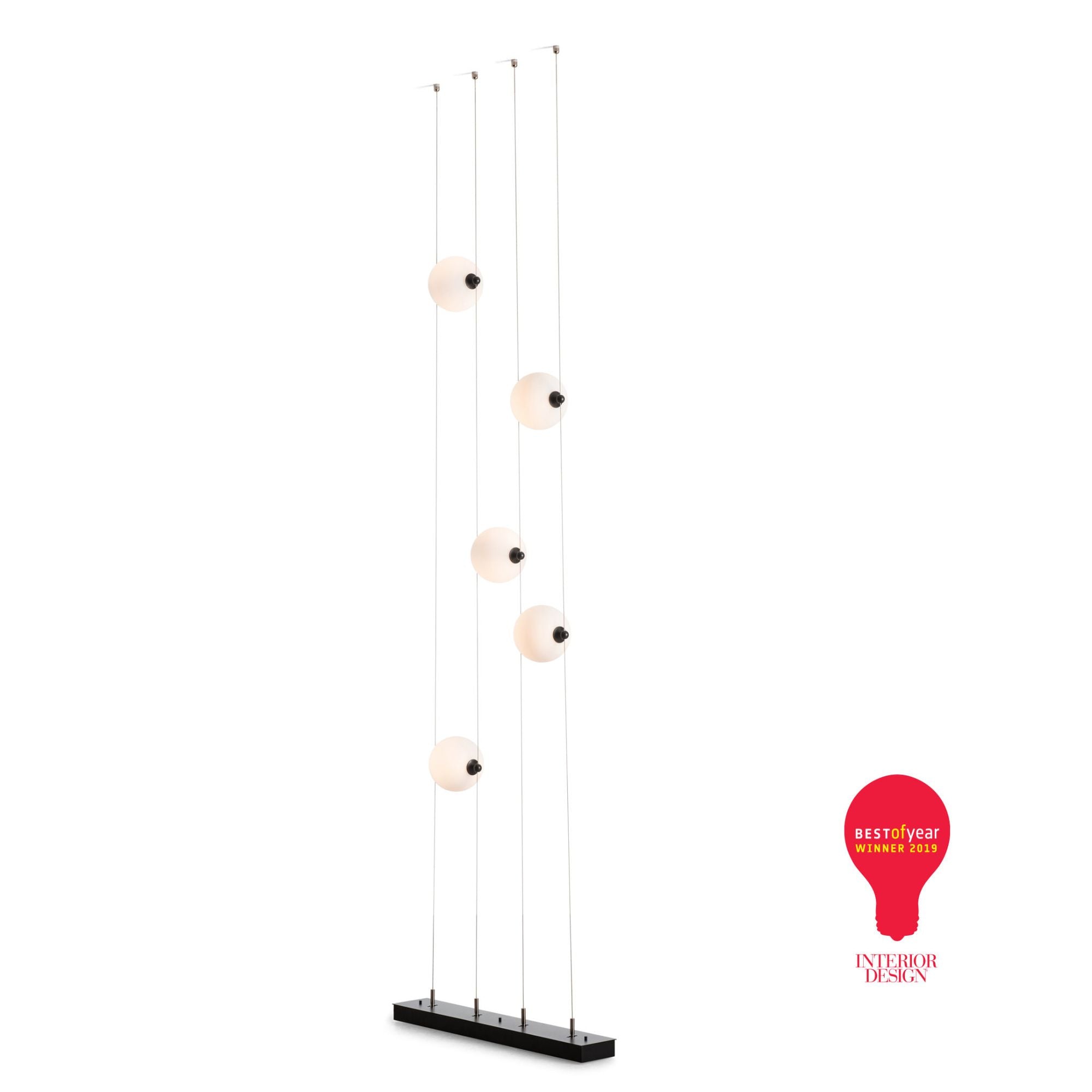 Abacus 5-Light Floor to Ceiling Plug-In LED Lamp LED Opal Glass (GG) in Black, Plug-In Wall Sconce, detail 2