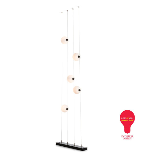 Abacus 5-Light Floor to Ceiling Plug-In LED Lamp LED Opal Glass (GG) in Black, Plug-In Wall Sconce, detail 2