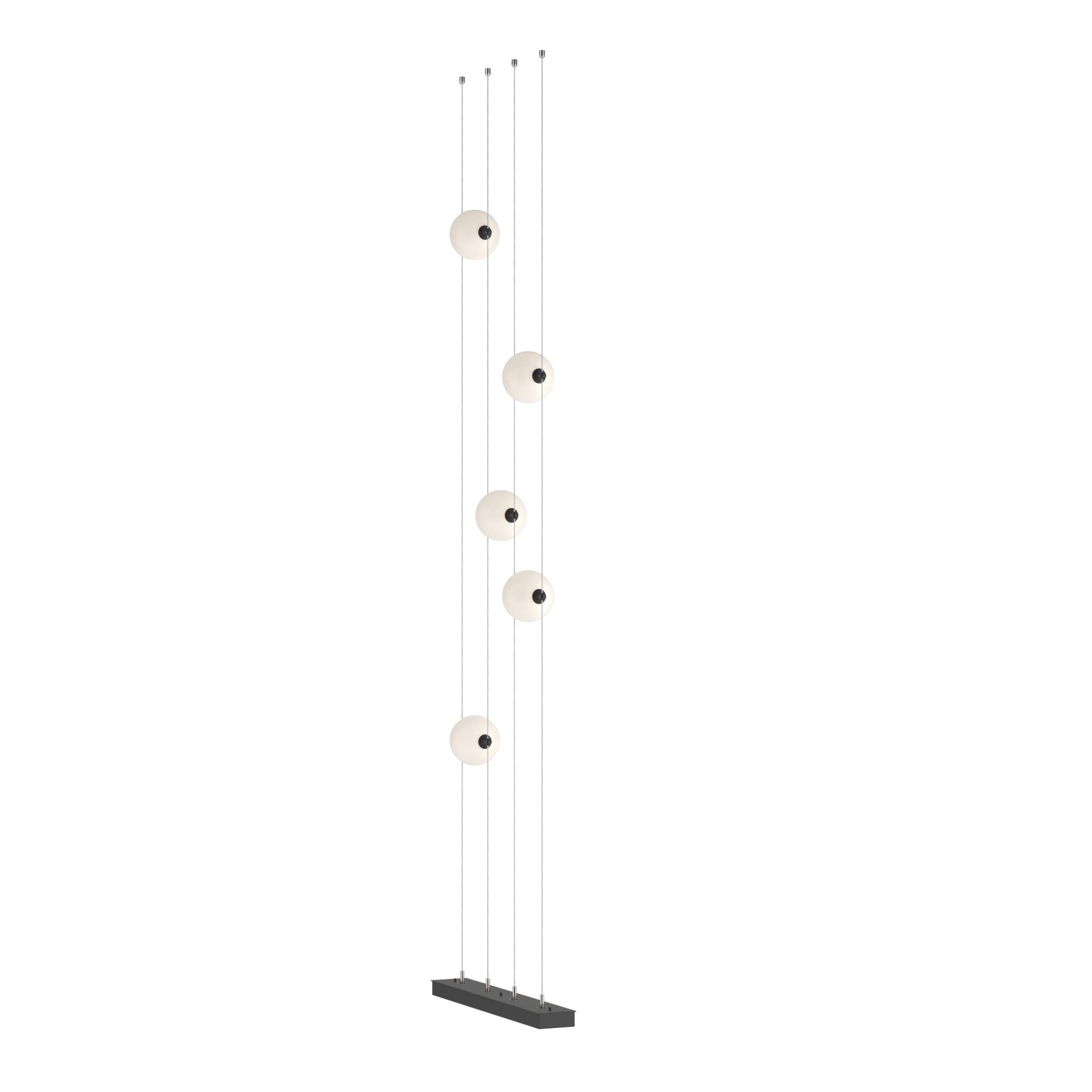 Abacus 5-Light Floor to Ceiling Plug-In LED Lamp LED Opal Glass (GG) in Black, Plug-In Wall Sconce, detail 5