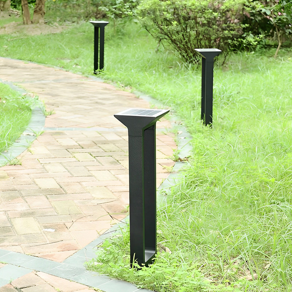 Door Shape Clean-Lined Waterproof LED Black Contemporary Solar Pathway Lights, Outdoor Wall Light, detail 4