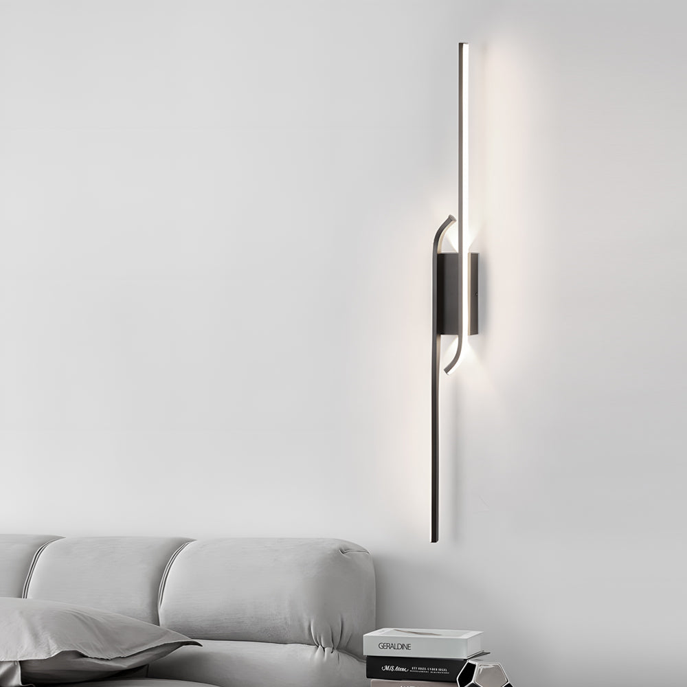 Clean-Lined Long Strip Aluminum LED Black Nordic Wall Fixtures Indoor, Hardwired Wall Sconce, detail 4