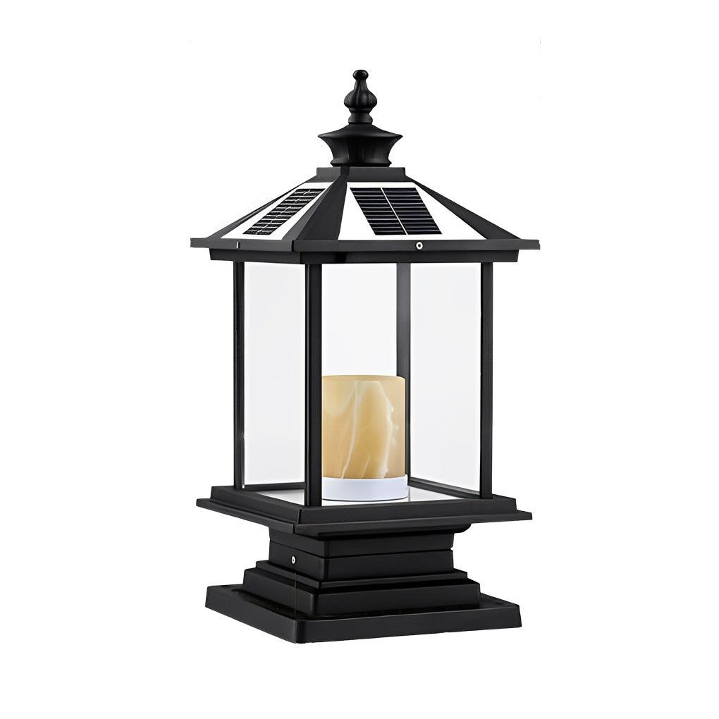 Glass Retro Waterproof Intelligent LED European Style Solar Fence Post Lights, Outdoor Wall Light, detail 8