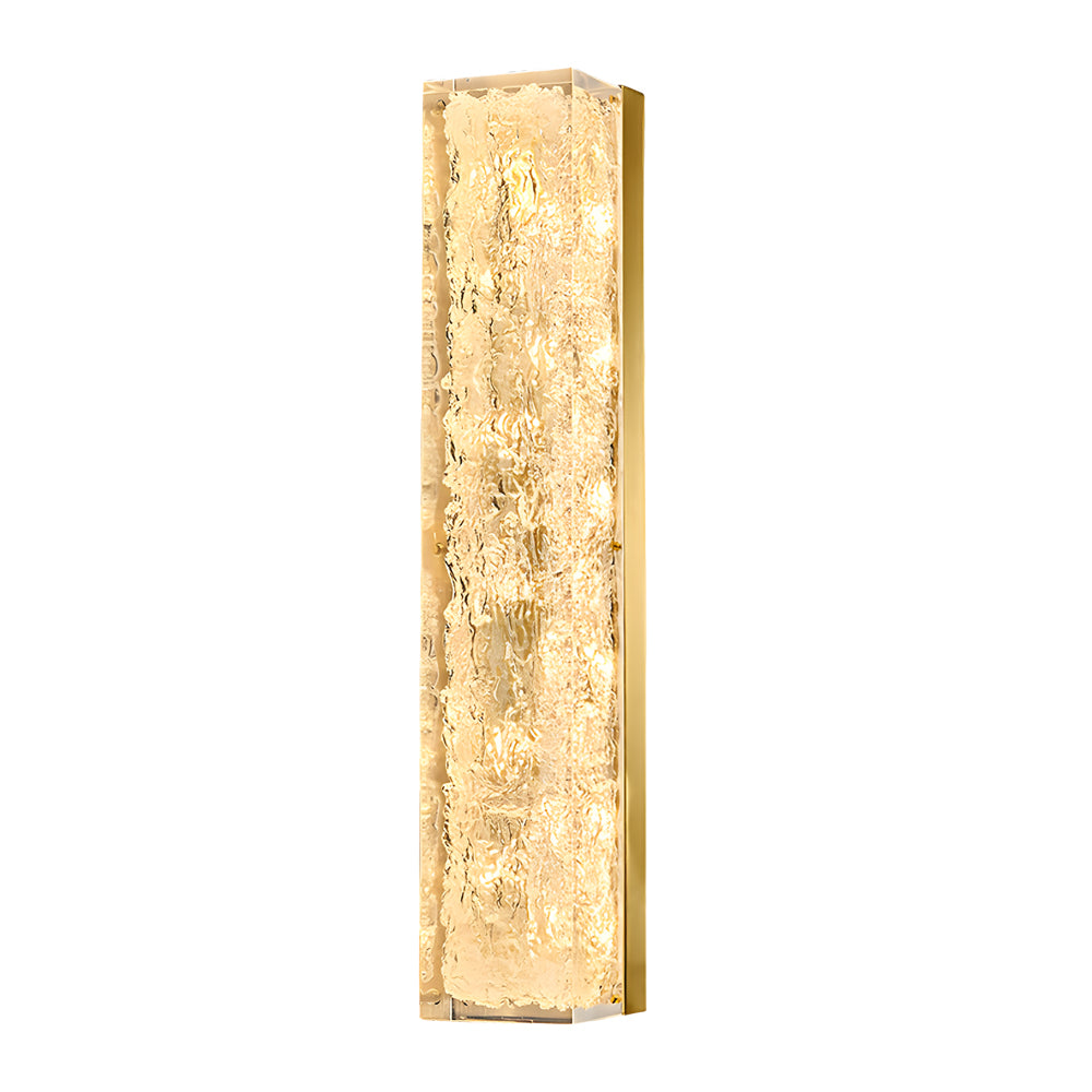 Contemporary Brass 1-Light LED Wall Fixtures Rectangle Wall Light in Ice Resin, Hardwired Wall Sconce, detail 7