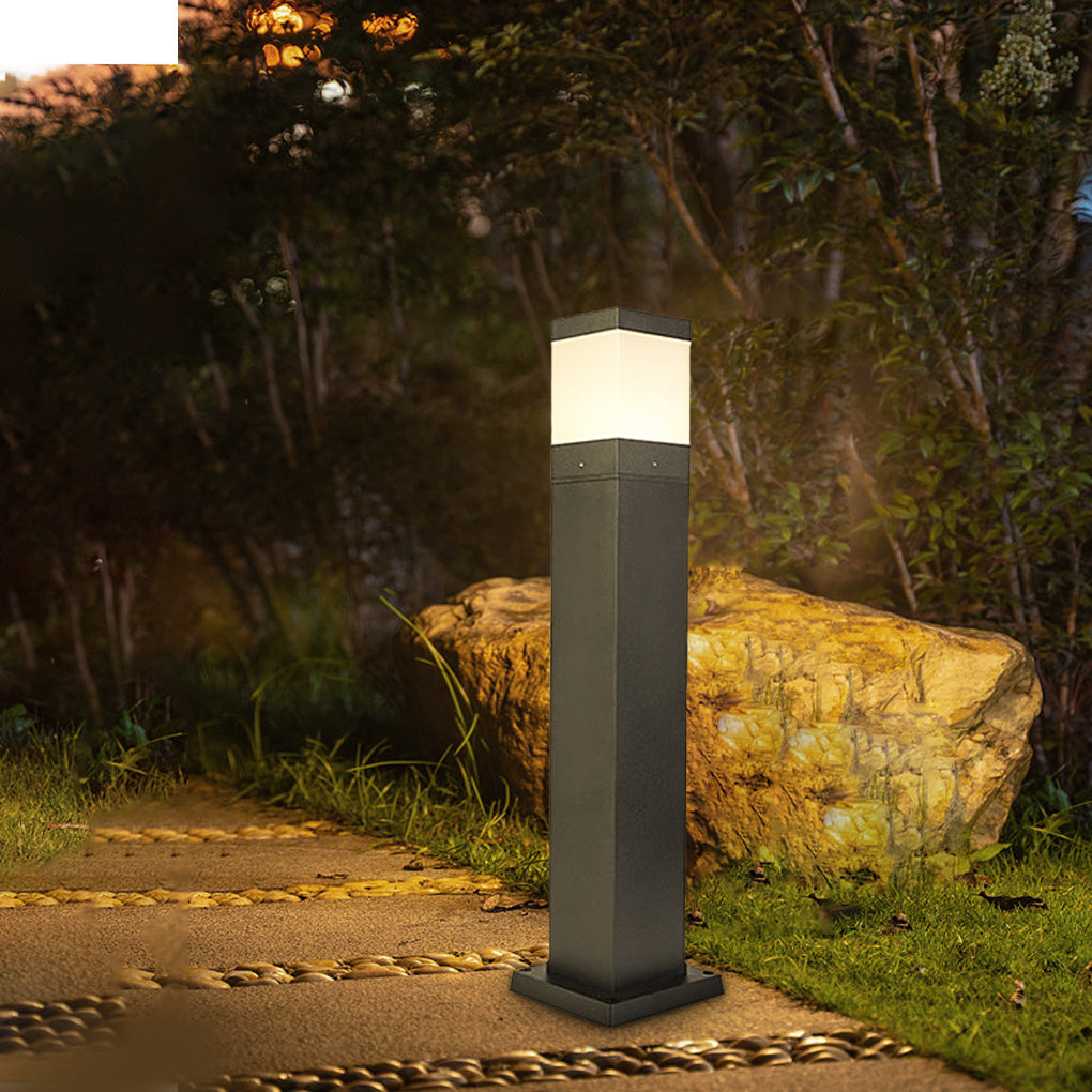 Square Waterproof LED Black Clean-Lined Contemporary Exterior Light Lawn Lamp, Outdoor Wall Light, detail 2