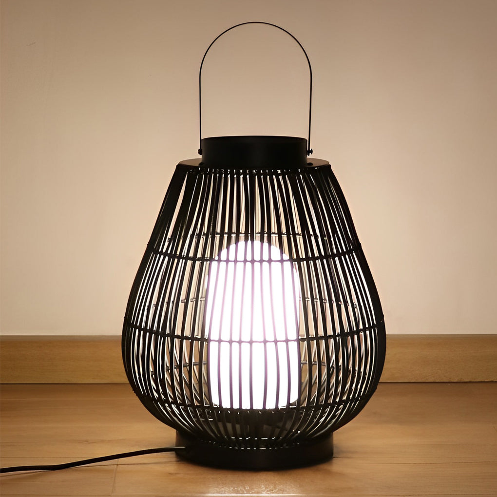 Portable Black Contemporary Iron Woven E27 Pillar Accent Exterior Lantern, Outdoor Wall Light, detail 8