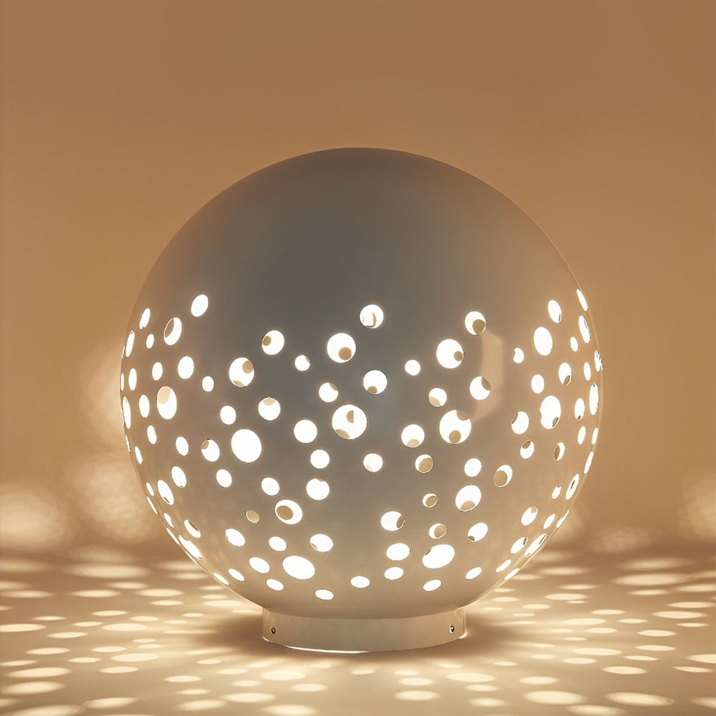 Waterproof Circular Metal Hollow White Contemporary Exterior Lanterns Lawn Lamp, Outdoor Wall Light, detail 7