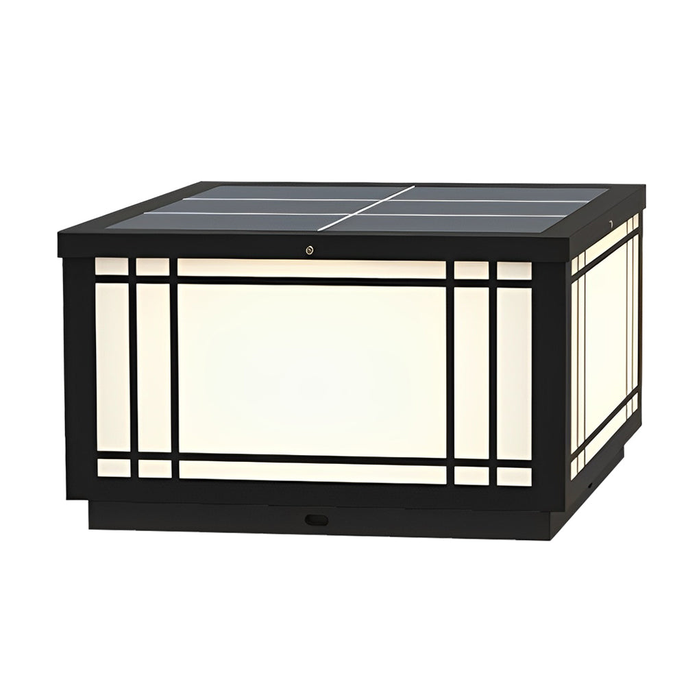 Stainless Steel Retro Grilles Waterproof LED 3 Step Dimming Solar Fence Post Lights with Remote, Outdoor Wall Light, detail 12