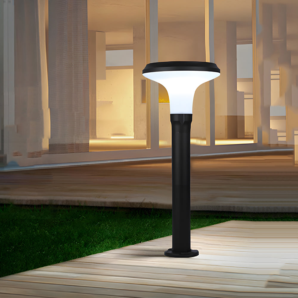 Modern Black Solar Lawn Bollard Light, Outdoor Wall Light, 17.7"