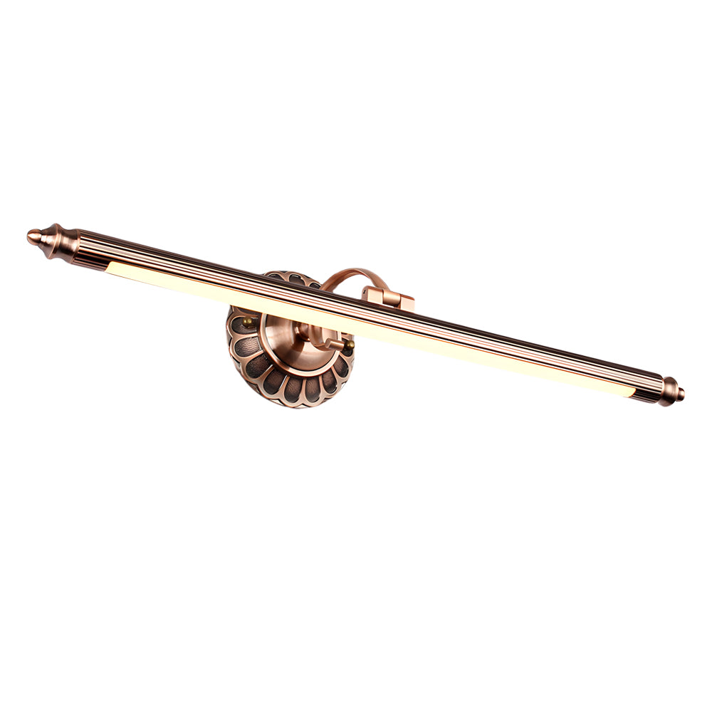 Retro Cylinder LED Bathroom Vanity Fixture with Flower Accents in Bronze Finish, Bathroom Vanity Light, detail 9