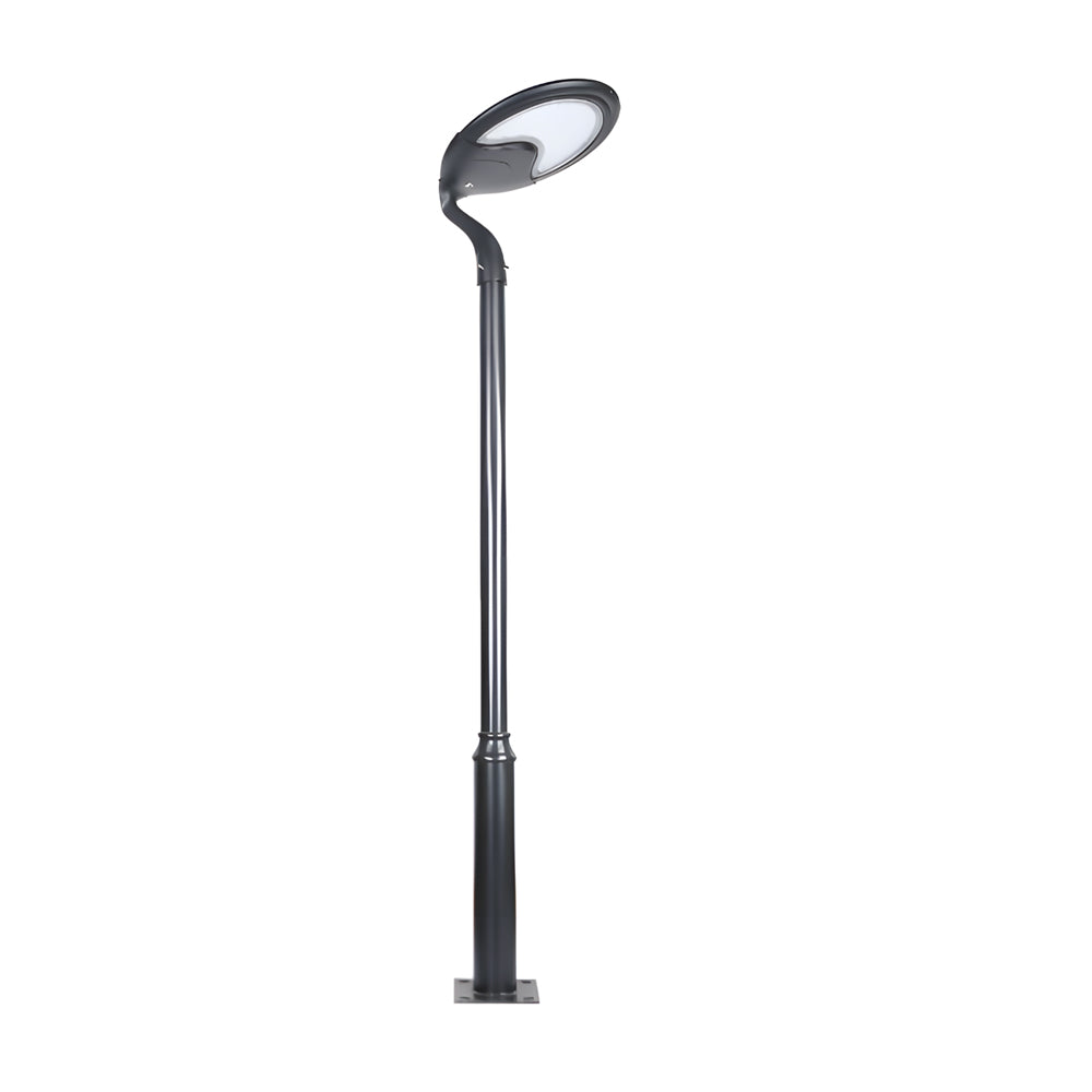 Black Circular Contemporary Exterior LED Solar Post Street Light, Outdoor Wall Light, detail 8